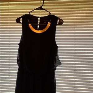 NWT cute, black dress with gold necklace